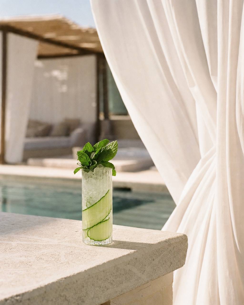 Cucumber Mint Cooler: Spa-water calm with a little sparkle.