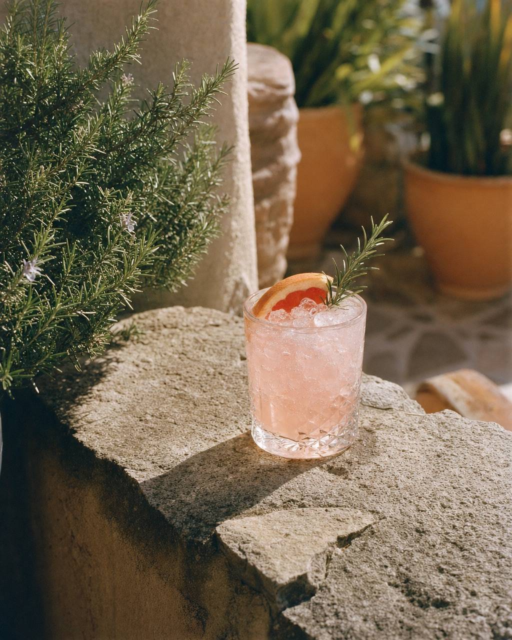 Grapefruit Rosemary Spritz: Bitter grapefruit, rosemary and bright bubbles.