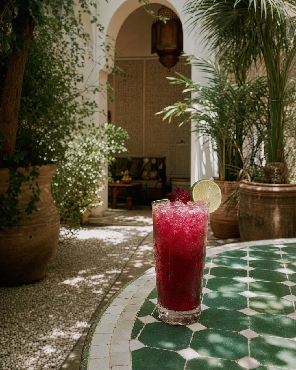 Hibiscus Lime Cooler: Tart hibiscus, lime and sparkling water.